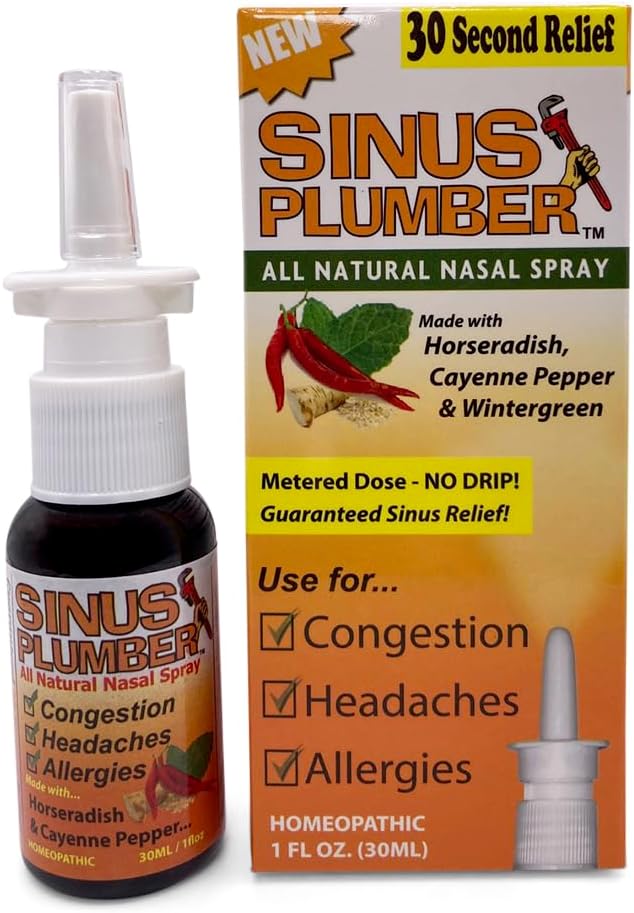 Sinus Plummer Pepper Nasal Spray, Allergi og Sinus Relief, Congestion, Hovedpine, 1 fl oz