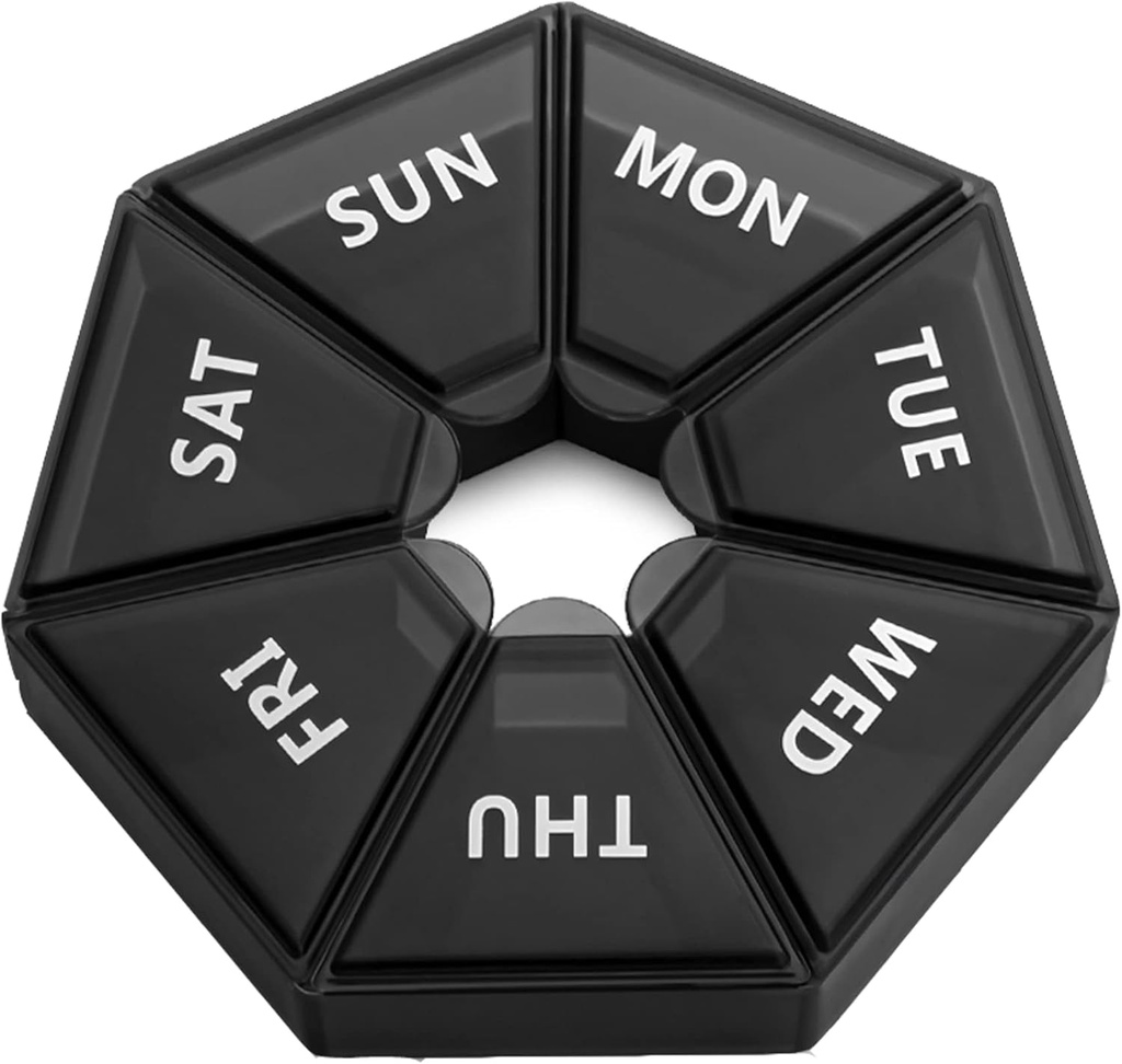 Ekstra stor ugentlig pilleorganizer, XL 7-sidet transportabel pilleboks medicin sag for Vitamin / Fish Oil / Pills / Supplements- Gigt Friendly