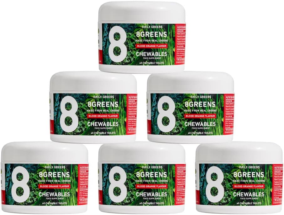 8Greens World 's First Green Chewable Made from Real Green to Support Immunity & Energy, Green Powder (pakke af 6)