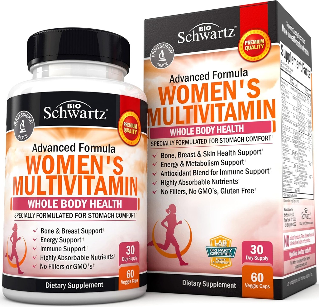 Multivitamin til kvinder med vitamin D3 - Multivitaminer til bone breast hud fælles energi - Vitaminer for immunforsvar - immunsystemet Boost Natural immunforsvar - Fælles støtte supplement - 60Ct