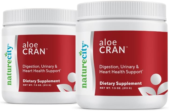 NatureCity AloeCran Sugar Free Drink Mix Supplement 124; Pure Aloe Vera, Cranberry Powder & Dietary Fiber Budd124; Usødet Cranberry Koncentrat Budd124; Understøtter fordøjelsesmæssige, Urinære og metaboliske sundhed