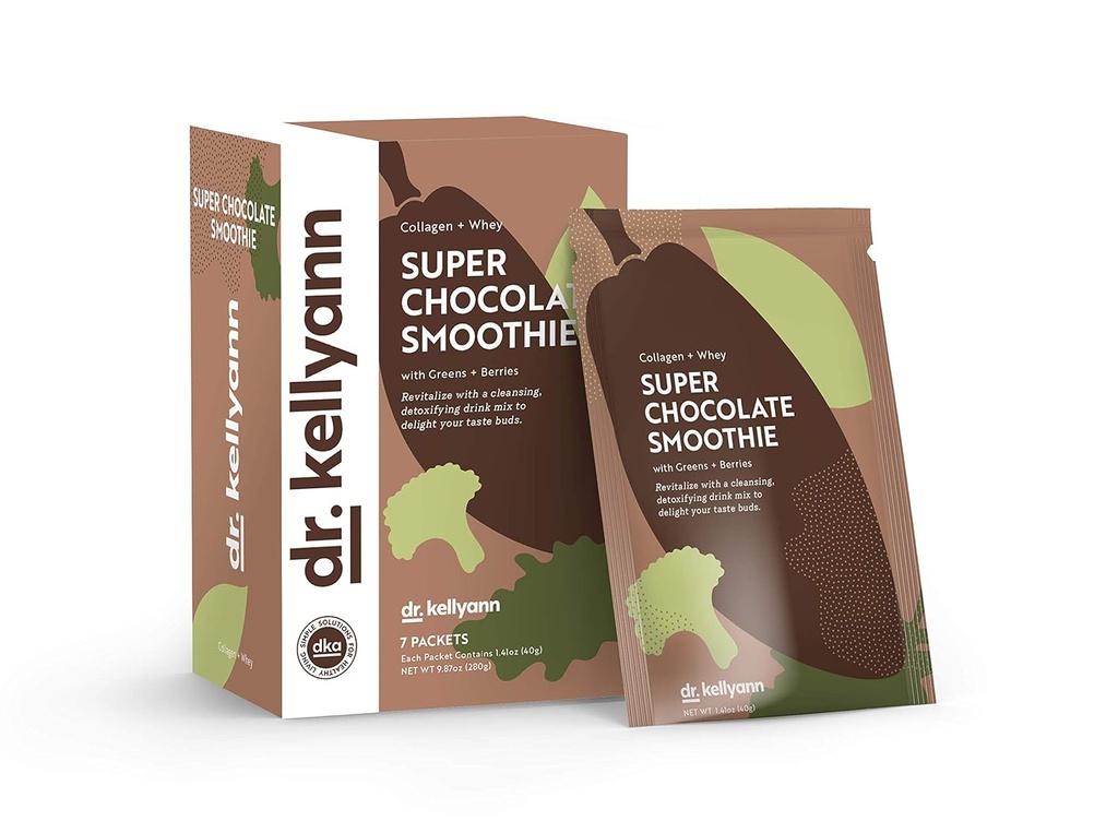 Dr. Kellyann Super Chokolade Collagen Smoothie (7 Servere) - Protein Shake, Keto & Paleo-Friendly, Understøtter Hud & Gut, 1 Pack