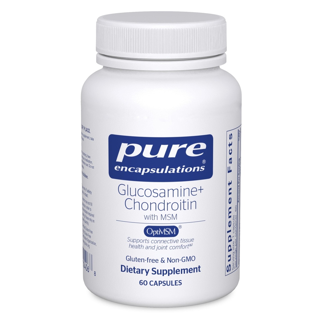 Rene indkapslinger Glucosamin Chondroitin med MSM - Understøtter fælles sundhed og normal brusk formering * - vedligeholder Enzyme aktivitet - Gluten- Free & Non- GMO - 60 kapsler