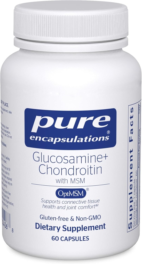 Rene indkapslinger Glucosamin Chondroitin med MSM - Understøtter fælles sundhed og normal brusk formering * - vedligeholder Enzyme aktivitet - Gluten- Free & Non- GMO - 60 kapsler