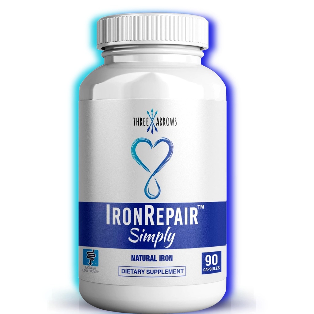 Jern reparation simpelthen naturlige jerntilskud, bedste Absorption & blid på Mave, Monash lav FODMAP, hæve hæmoglobin & Ferritin jernpiller til kvinder, mænd, Teens, & Graviditet 90 Bovine Gelatine kapsler