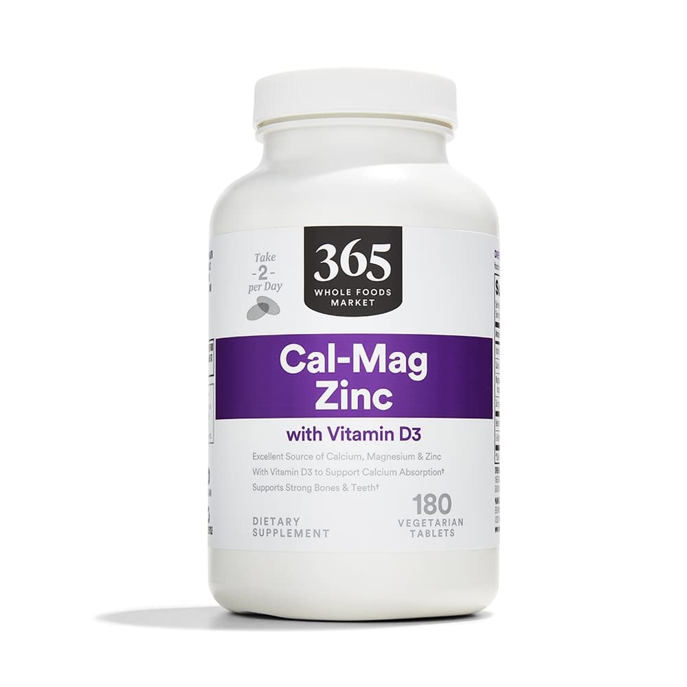 365 af Whole Foods Market, Cal- Mag- Zink med D3- vitamin, Vegetarisk, 180 Greve