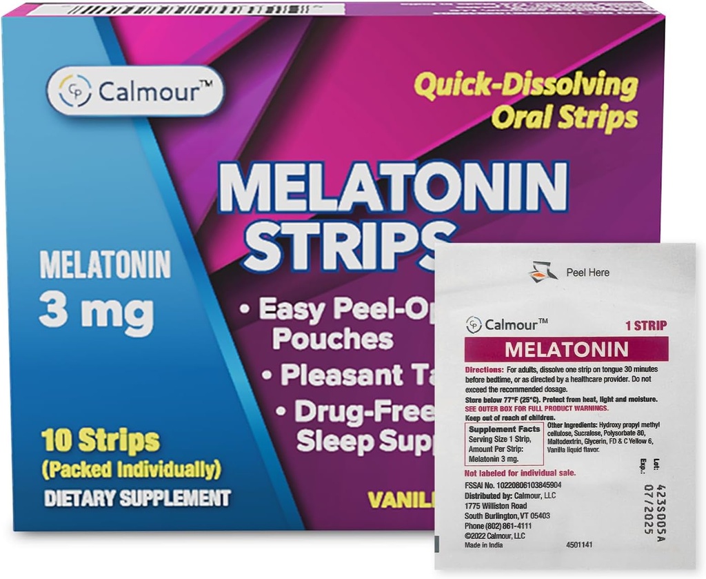 10 Oral dvalestrips • 124; Quick- Opløsning 3mg Melatonin Strip • 124; Works Hurtigere end gummies • 124; Afslapning Napping Kosttilskud • 124; Den ultimative sovende hjælp til bedre hvile og øje sundhed