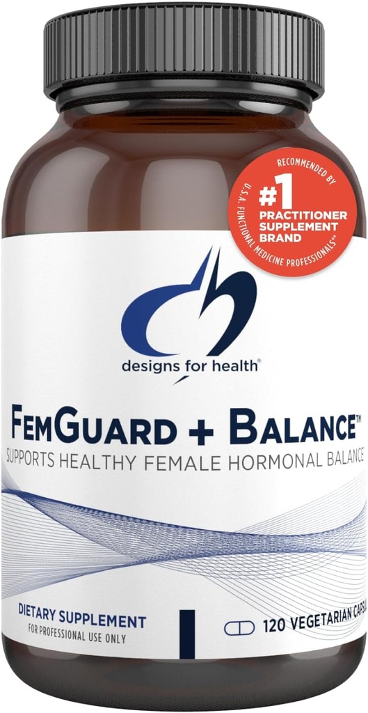 Design for sundhed FemGuard + Hormone Balance for kvinder - DIM, Black Cohosh, Calcium D- glucarat, EGCg Green Tea Extract & Chaste Tree Supplement for Mood Support & Østrogen Metabolisme (120 kapsler)
