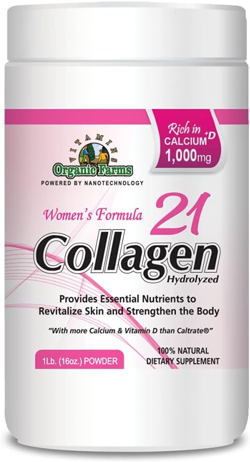 Collagen 21 Hydrolyzed - 1Lb. (16oz.) - Collagen supplement til kvinder, Kvinder Formel - Styrker knogler og hud - 100% naturlige kost supplement