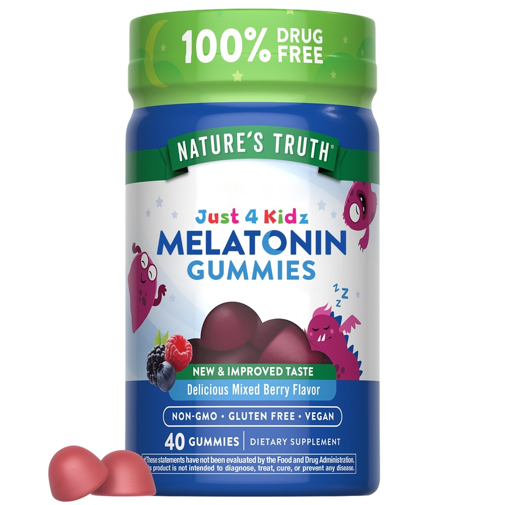 Nature 's Truth Kids Melatonin Gummy Yester124; 1mg Mester124; 40 Greve Mester124; Vegan, Non- GMO & Gluten Free Gummies Mester124; Cherrylicious Flavor