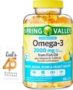 Spring Valley Omega-3 fra Fish Oil 2000 mg for Eye Brain Bone & Heart Health Kosttilskud Softels, 120 Count, Bundle med Lualls 45 Diabetes Decoded