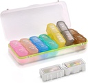 Pill bokse og Organizer 2 gange om dagen, Pill Organizer 2 gange om dagen, Ugentlig Pill Organizer, Rejse Pill Organizer sag for vitaminer, fiskeolier + 2 Aftagelig Cute Pill Organizer (hvid)
