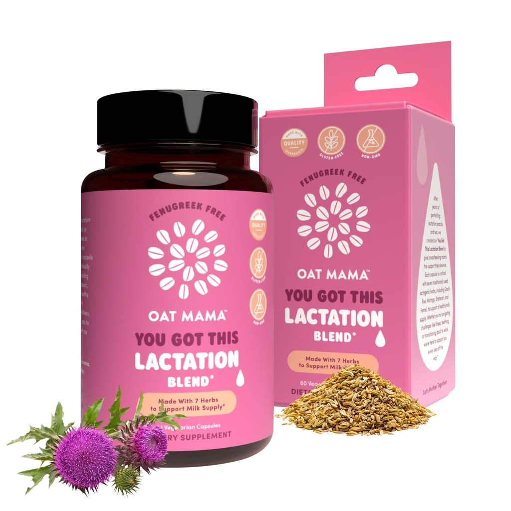OAT MAMA Organic Lactation Supplement - 'You Got This' Fenugreek- Free Herbal Supplement med mælk tidsel, Shatavari & Moringa - Postpartum Lactation Support til ammende mødre