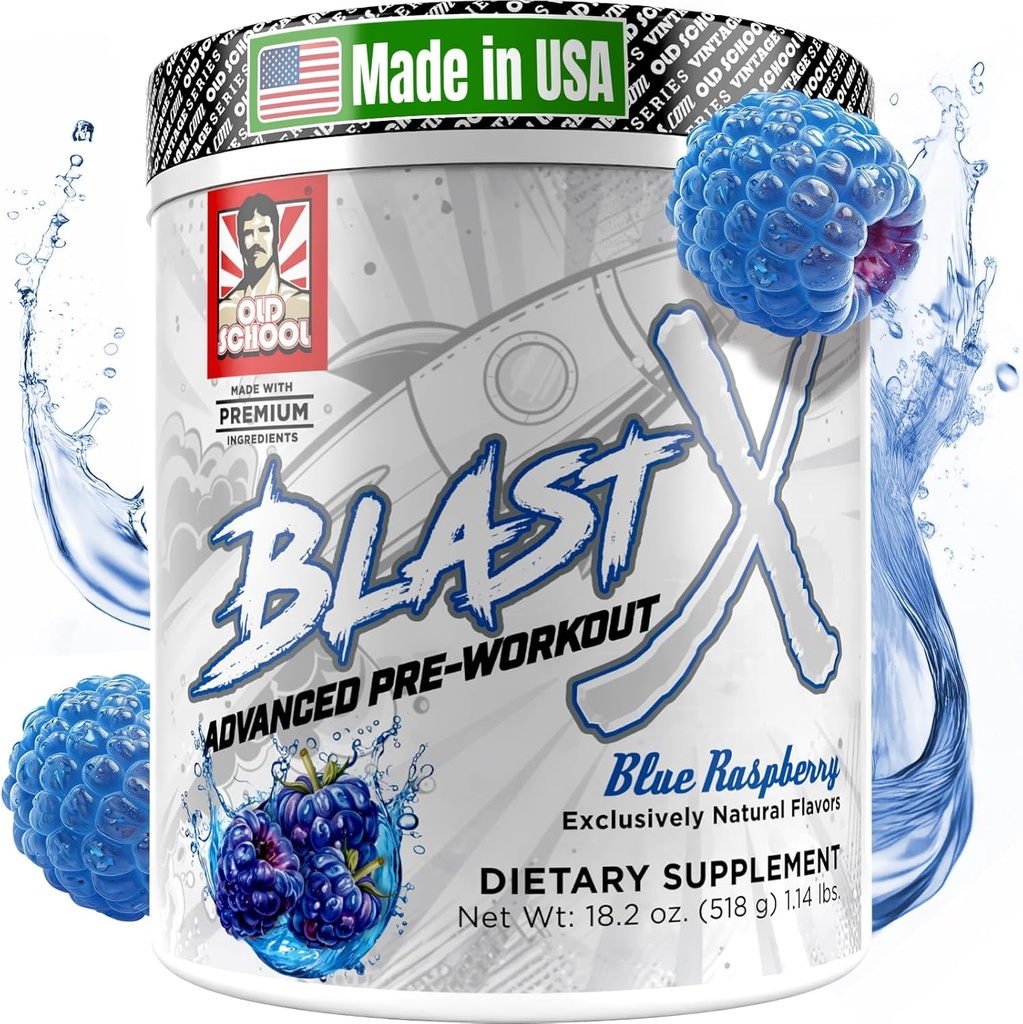 Gammel skole Labs Budd124; Blast X Advanced Pre Workout Powder, Intense Energy Booster Fortræning for mænd og kvinder