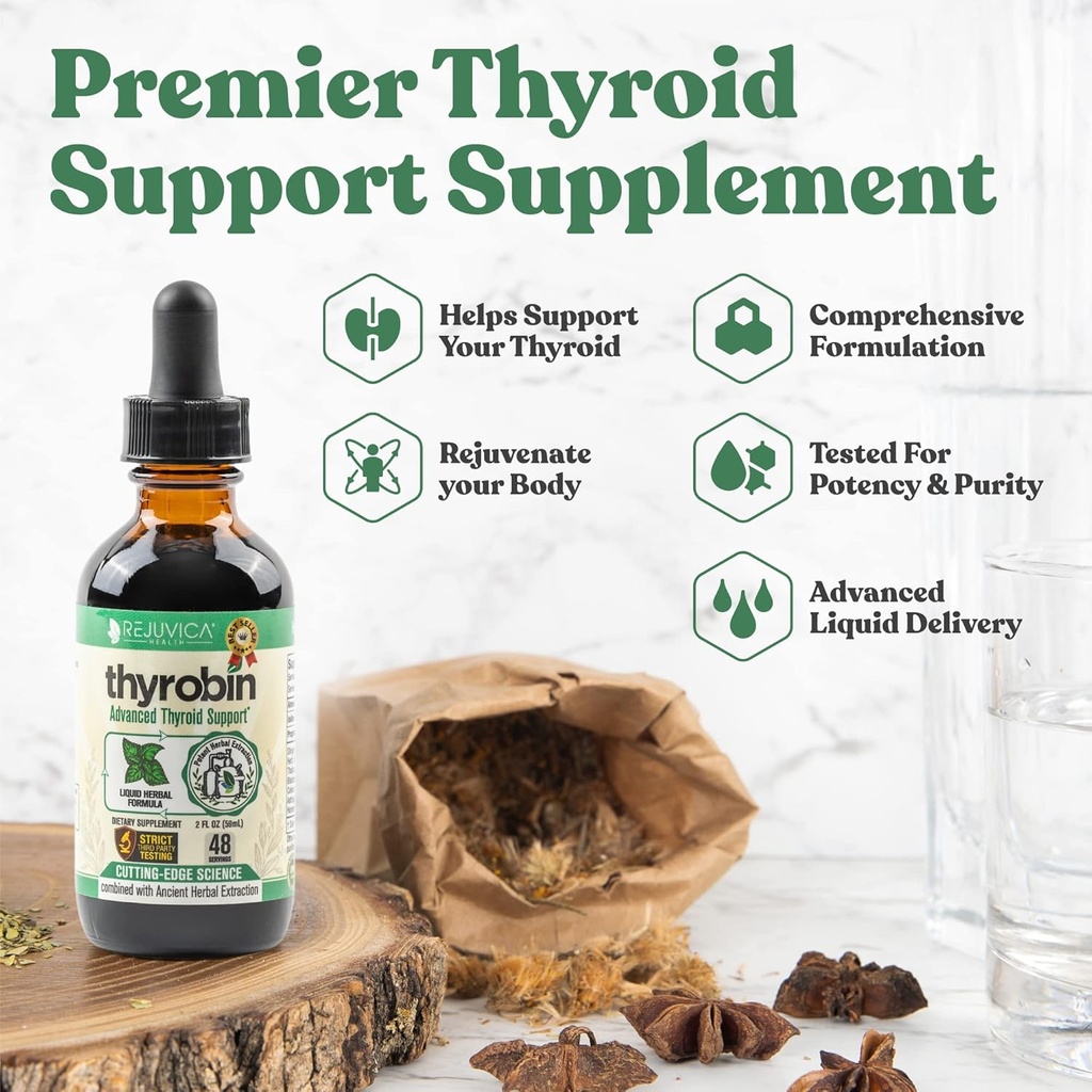 Thyrobin - Advanced Thyroid Support - Flydende levering til bedre Absorption - Jod, Stikkende Nitle, Kelp, Astragalus, Ashwagandha & mere!