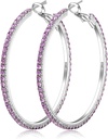 925 Sterling Sølv øreringe Stor Rhinestone Hoop øreringe Big Cubic Zirconia Hoop øreringe Thin Rhinestones Round Hoop øreringe til kvinder 20 / 30 / 40 / 50 / 60 / 70mm Sparkly Hoops med krystaller til kvinder