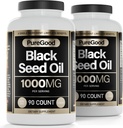 2 Pack - Black Seed Oil Capsules, 500 Mg, Cold Pressed High Potency fordøjelsesstøtte, 90 Tæl 100% Non GMO Pure Black Cumin Seed Oil Capsules