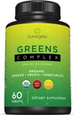 Sunergetic Premium USDA Organic Greens Superfood Tablets – Greens Superfood Powder Includes Veggies, Fruits & Polyphenols – Daily Greens Superfood Powder Supplement– 60 Greens Tablets