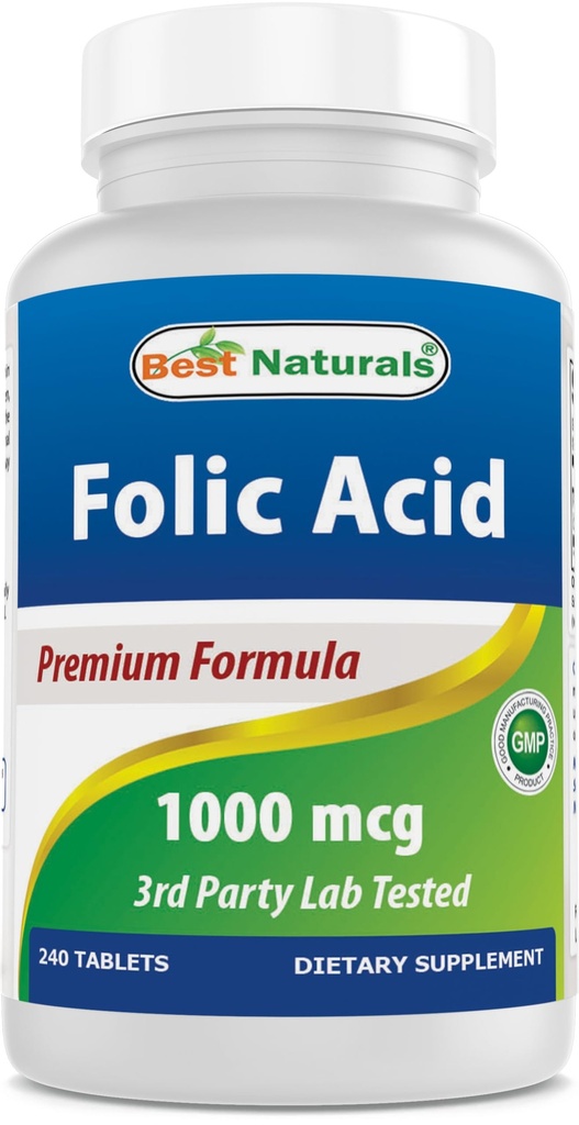Bedste Naturals Folinsyre 1000 mcg (vitamin B9), 240 tabletter