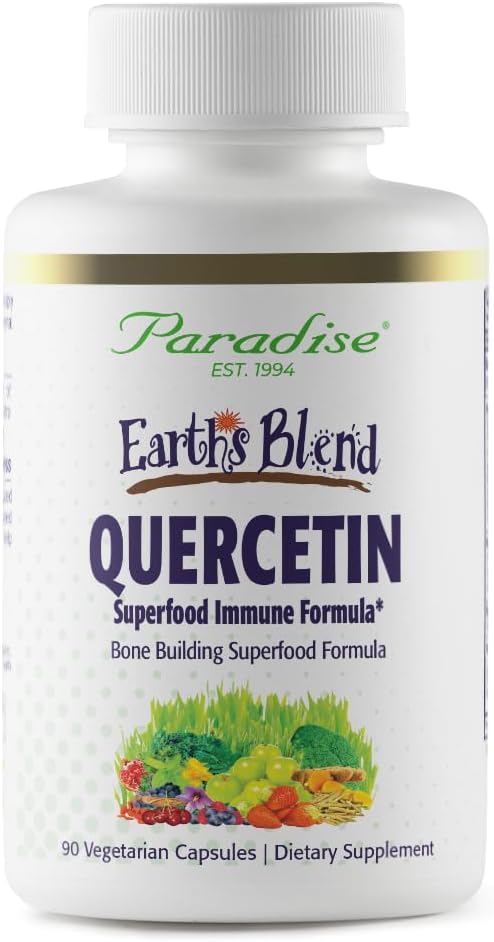 Paradise Urter Jordens Blend Quercetin, for Immunitet, Antioxidant Aktivitet, Probiotika, Adaptogens, Vegan, Non GMO, Gluten Free, 90 Vegetariske Kapsler