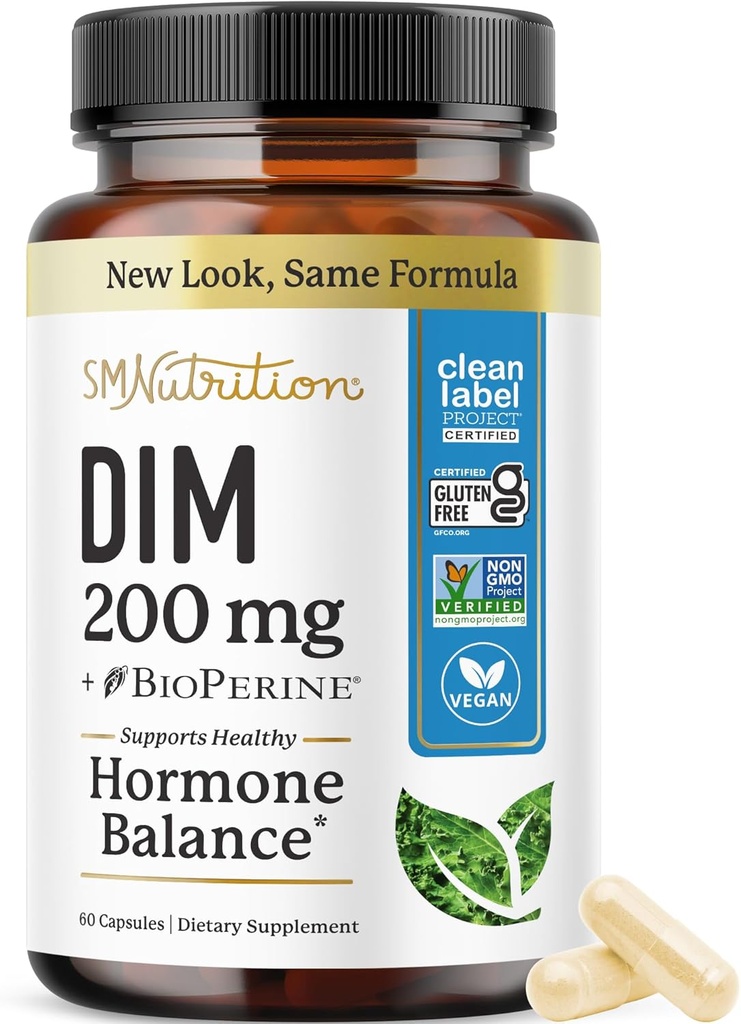 DIM supplement 200 mg 1 124; Østrogen balance for kvinder & mænd 1 124; Hormonal acne, Hormonbalance, menopause & antioxidant Support