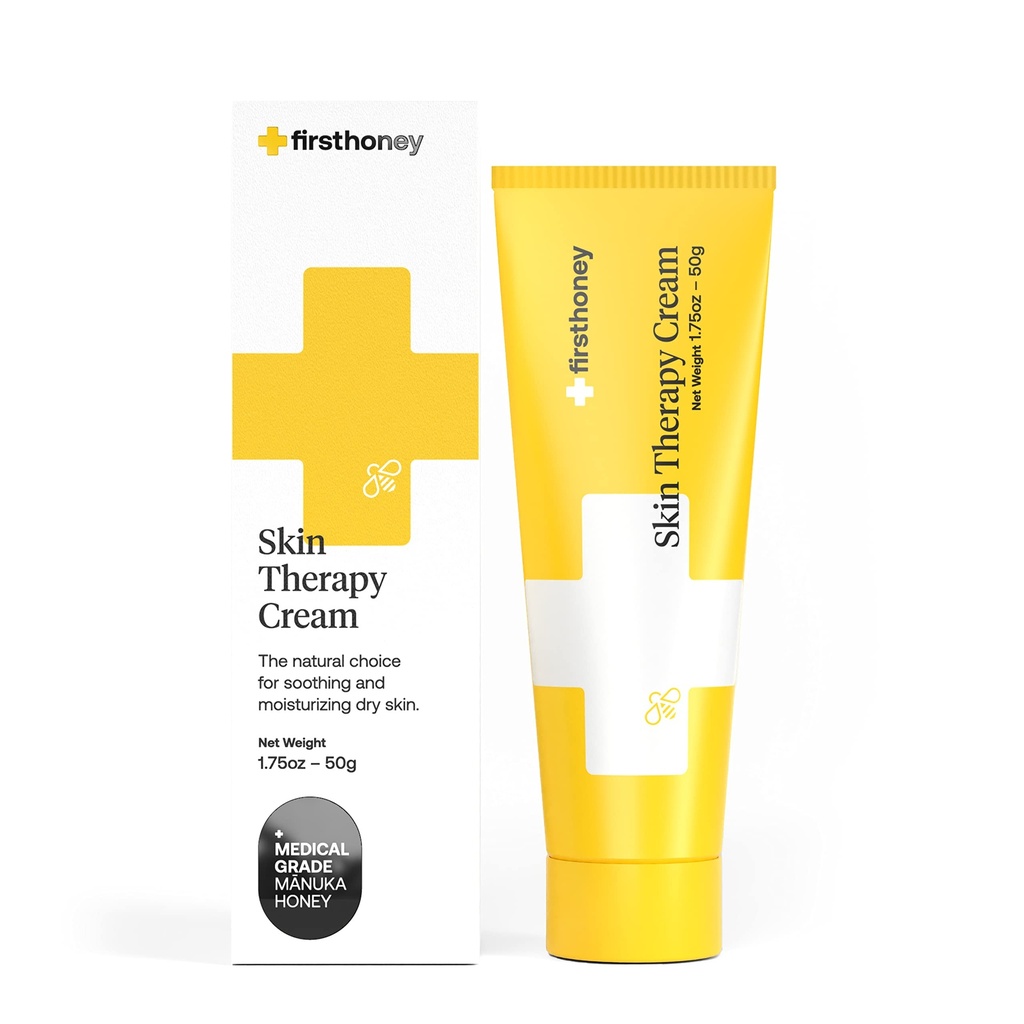 Første honning ® Manuka Honey Cream til Tør & Itchy Skin Note 124; Hurtig Relief for Eksem, Rosacea, Psoriasis, & Dermatitis; 124; Natural & No Fillers