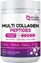NATUR TARGET Multi Collagen Peptider Pulver - Type I, II, III, V, X - Hydrolyzed Collagen Peptider med C-vitamin Hyaluronsyre, Understøtter hud hårsøm & Fælles, Grass- Fed, Non- GMO, 35 Servering