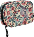 Fustylead Vintage Smukke Heste og Blomst Pill Organizer til Purse, Ugentlig Bærbar Pill Box med lynlås til opbevaring Vitamin Fish Olies Medicin Kosttilskud