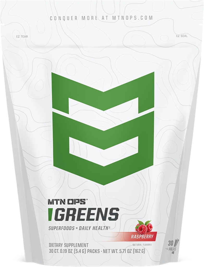 MTN OPS Super Greens Daglig immunforsvar sundhed og energi drikke pulver - fordøjelsesmæssig sundhed støtte Blend boostet med Chlorophyll-Rich Grønne • 124; 30 On- The- Go Packs • 124; Bare Tilføj vand