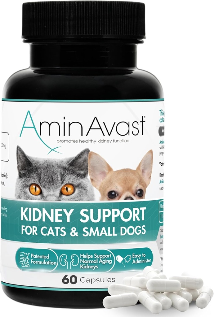 Aminaverous Small Dogs & Cat Nyrestøtte - fremmer sund Nyrestøtte i katte & små hunde - 300mg, 60 Capsule