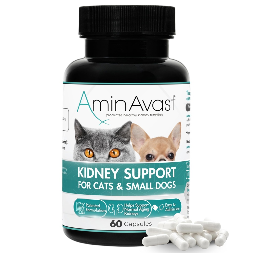 Aminaverous Small Dogs & Cat Nyrestøtte - fremmer sund Nyrestøtte i katte & små hunde - 300mg, 60 Capsule