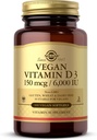 Solgar Vegan Vitamin D3 (Cholecalciferol) 150 mcg (6000 IE) - 100 Softgels - immunforsvar, Hjælper med at bevare sunde knogler & tænder - ikke-GMO, Certificeret Vegan, Gluten & Dairy Free - 100 Servere
