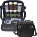 Medium 2- in-1 Pill Flaske Organizer, Crossbody PU Læder pung til kvinder, Medicin taske, Case, Carrier for Medicin, Travel Medicine Organizer, Med Bag - Sort (uden lås)
