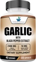 Amerikanske Standard Kosttilskud Hvidløg 2400mg Per Servering med Black Pepper Fruit Extract - Vegan, Gluten Free, Non- GMO, 120 Kapsler, 40 Servere