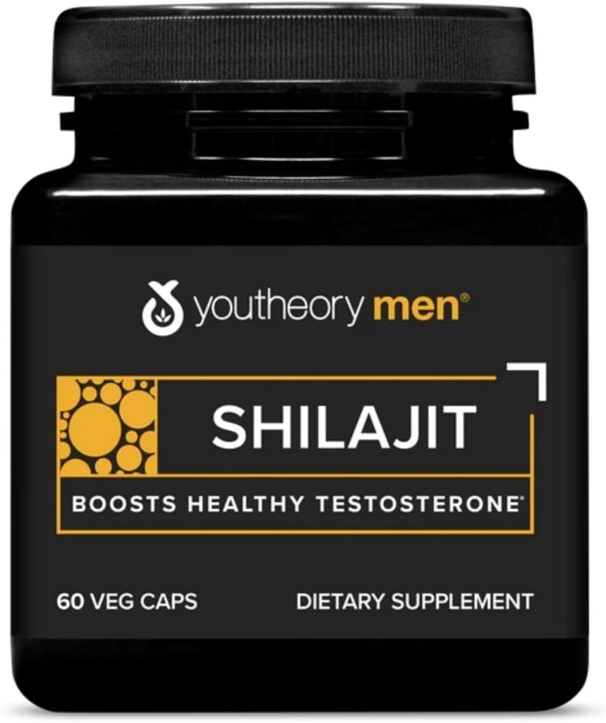 Youtory Herreshilajit - 250 mg Shilajit kapsler - Energitillæg - Understøtter Stamina & Endurance * - Gluten, Dairy & Soy Free - 60 Veg kapsler
