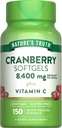 Nature 's Truth Cranberry med C-vitamin Softgels against 124; 8400mg against 124; 150 Pills against 124; Urinary Tract Health Support