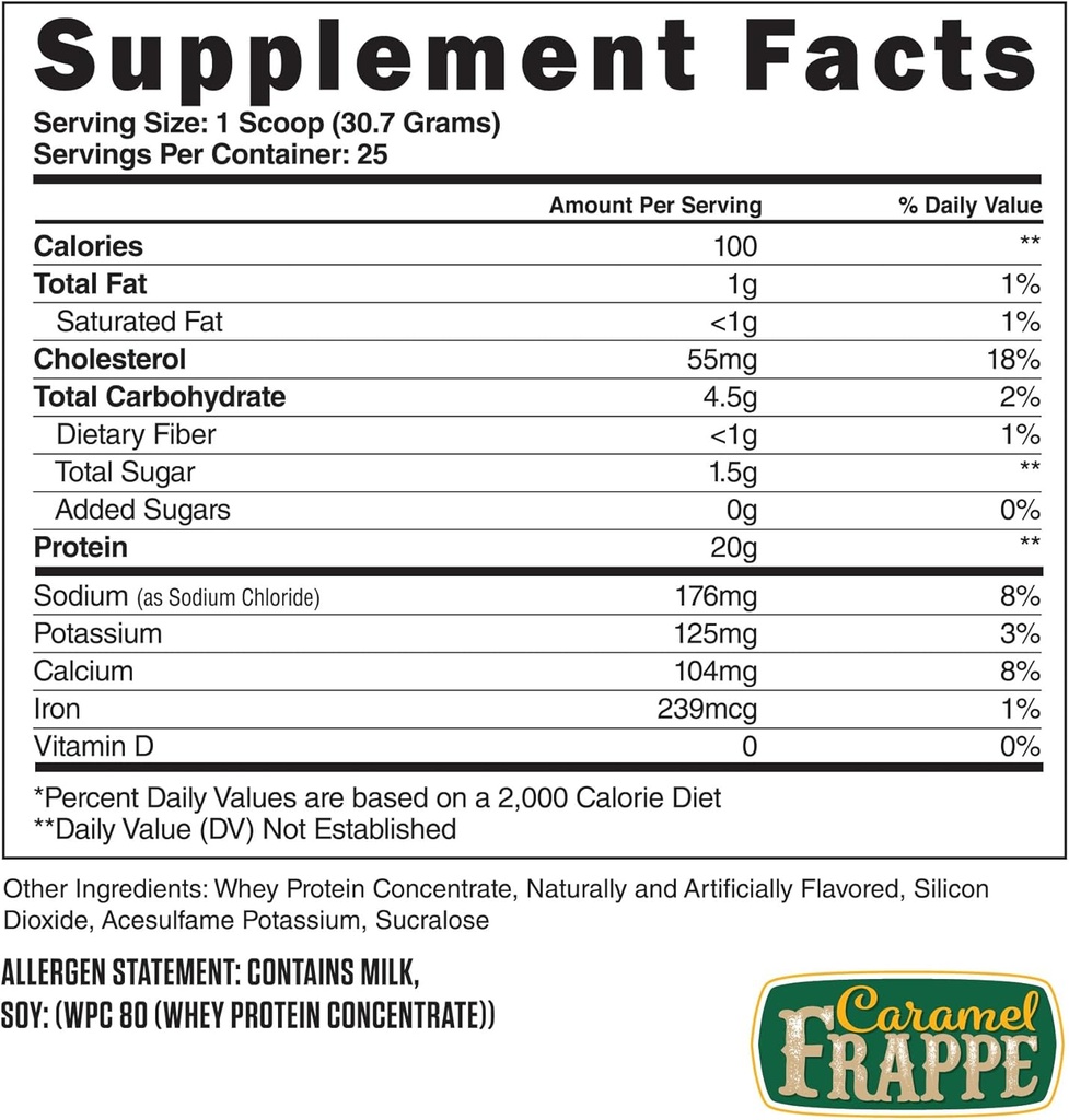Ståltilskud Whey- Pro Buddy; Whey Protein Pulver til mænd og kvinder Buddy 124; Caramel Frappe Buddy 124; 25 Servere (1.69lbs) Buddy; BCAA Aminosyrer Buddy 124; Essential Aminosyrer Buddy 124; Gluten Free Buddy 124; Lav Carb