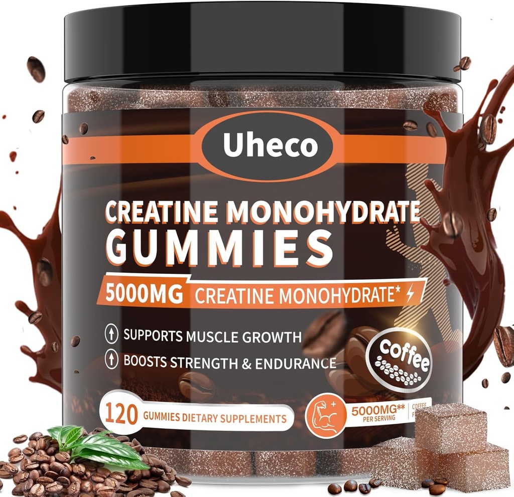 Coffee Flavor Creatin Monohydrat Gummies 5000mg for mænd og kvinder, Indeholder L- Taurine + vitamin B12, betain, L- Citrullin for muskel styrke, Forbedre motion Endurance -116 Tæl