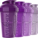 VELOMIX -4 pakning - 20 OZ Protein Shaker Flasker til Protein Mixes, Shaker Cups til Protein Shakes, Lille Shaker Flaske Pack, Shaker Cup, Shakers til protein Shakes (Purple Bloom)