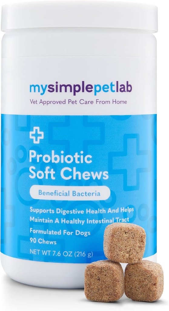 MySimplePetLab hund Probiotika, 5-stamme Probiotisk Blend, Sunde Pet Chews, Understøtter fordøjelsessygdomme, Gut funktion, immunsystem, Tasty Probiotic Soft Chews for Hunde, Dagligt tillæg