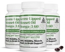 TURNER New Zealand Green Lipped Omega-3 Mussel Oil, 53x Højere potens med UAF1000 + Super Antioxidant. Ingen fisk eftersmag, 3 flasker, 180 bløddele