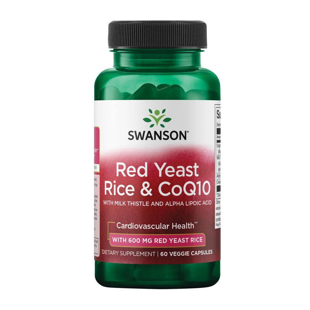 Swanson Traditional Red Yeast Rice & CoQ10 med Milk Thistle og Alpha Lipoic Acid 60 Veg Kapsler