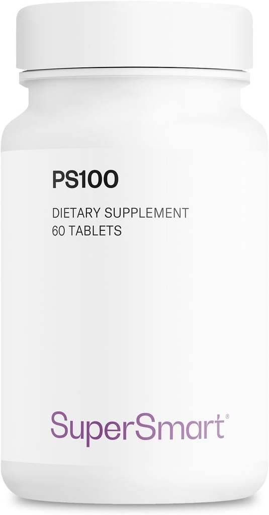 Supersmart - PS100 Supplement 300mg per dag (Phosphatidylserin) - Brain Health & Protect - Memory Support - 124; Non- GMO & Gluten Free - 60 tabletter