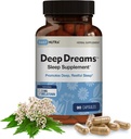 Deep Dreams ~ Natural Sleep Supplement - fremmer dyb, rolig søvn - Blend af Melatonin, L- Tryptophan, Apigenin, Valerian, Kamille, & Passionflower (90 Kapsler)