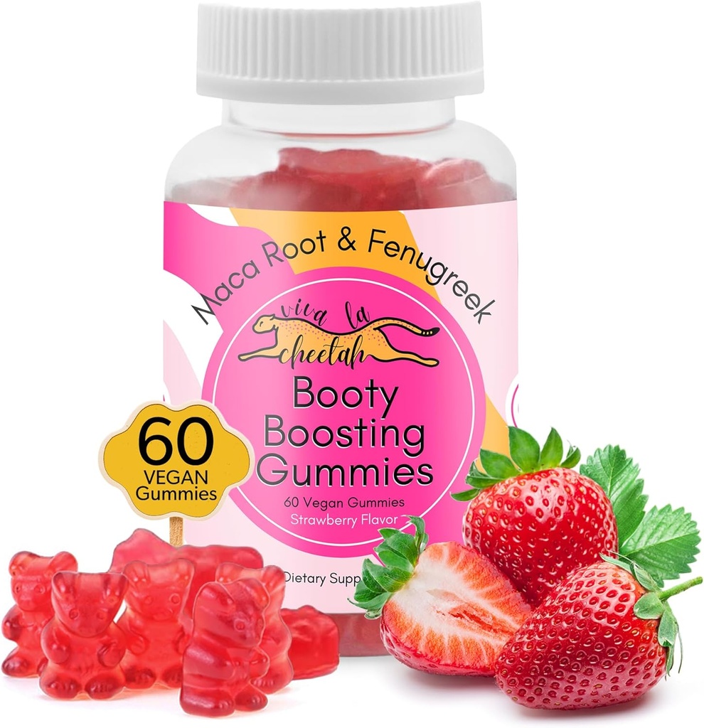 Booty Enhancing Gummy Supplement, Big Butt Enhancer, Workout Support, Multivitamin til kvinder, Natural Glute Boost Vitaminer til en Curvy Shape & Max Gains, 60 Vegansk Gummies