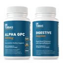 Dr. Tobias Alpha GPC & Digestive Enzymes - Support Cognitive Function & Everyday Gut Health with Bioavailable Choline Supplement & Premium Enzymes for Digestion, Non-GMO
