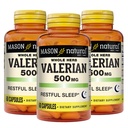 MASON NATURAL Valerian Root 500 mg, 6 Monthly Supply, Natural Sleep Aid, Promoes Sund & Resiful Sleep, Urtetilskud, 3 Pack