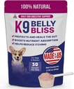K9 Belly Bliss, All- Natural Gut Sundhed for Hunde, Vet Godkendt Prebiotic for Hunde til daglig fordøjelsesstøtte og hundeforstoppelse Relief, Let at bruge Topper til Tør og Våd Mad, 30 Scoops.