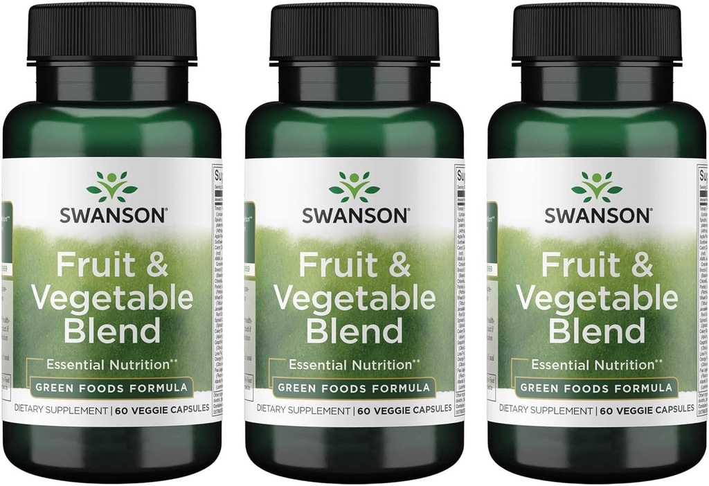 Swanson frugt & vegetabilsk blend - Naturlig blend af over 25 frugter og grøntsager Levering væsentlige næringsstoffer - kraftfulde grønne fødevarer Veggie supplement - (60 Veggie kapsler) 3 Pack