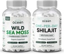 Organics Ocean Wild Sea Moss Capsules and One- per- Day Shilajit for mænd og kvinder - 100% Irish Sea Moss og Pure Shilajit Capsules - Thyroid Support til kvinder og mænd